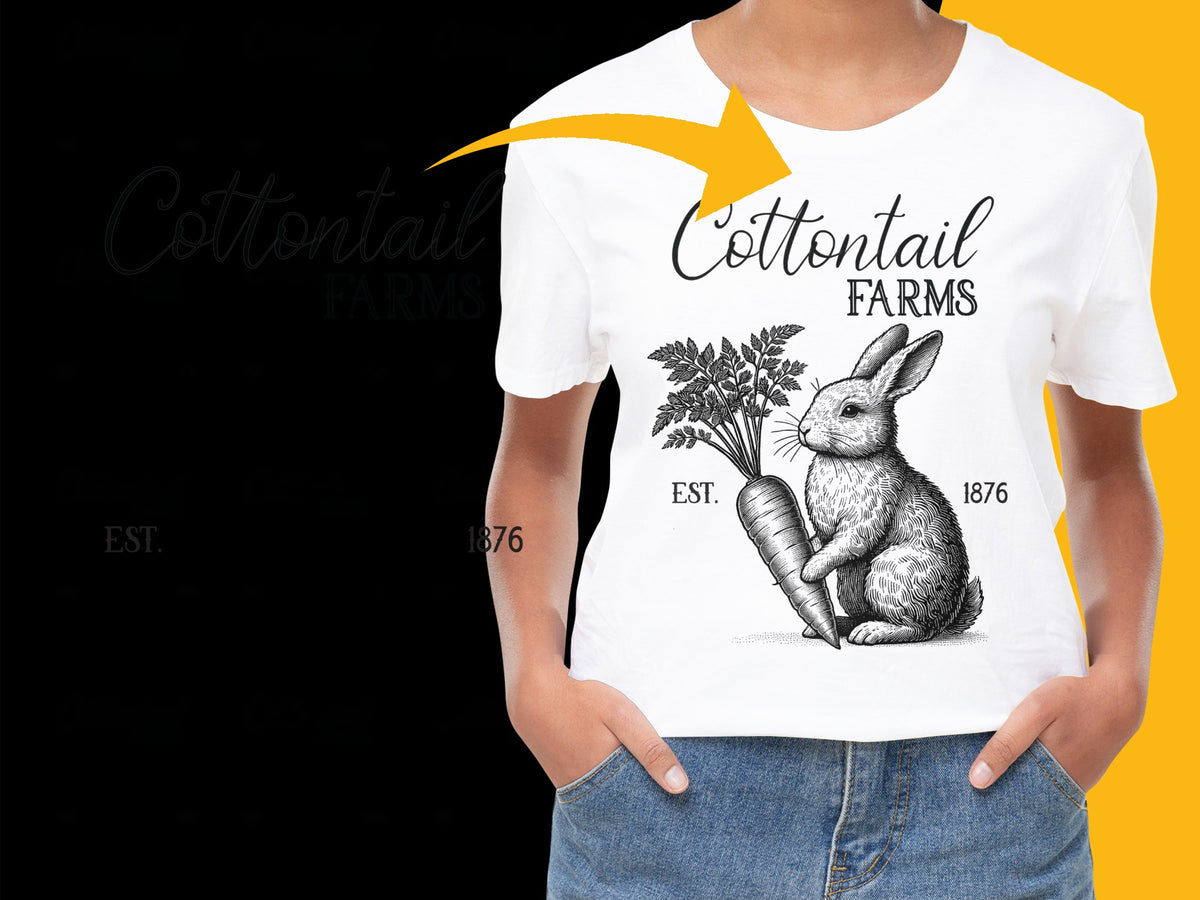 Cottontail Farms Bunny T-Shirt, Vintage Rabbit Illustration, Est. 1876, Nature Inspired Clothing