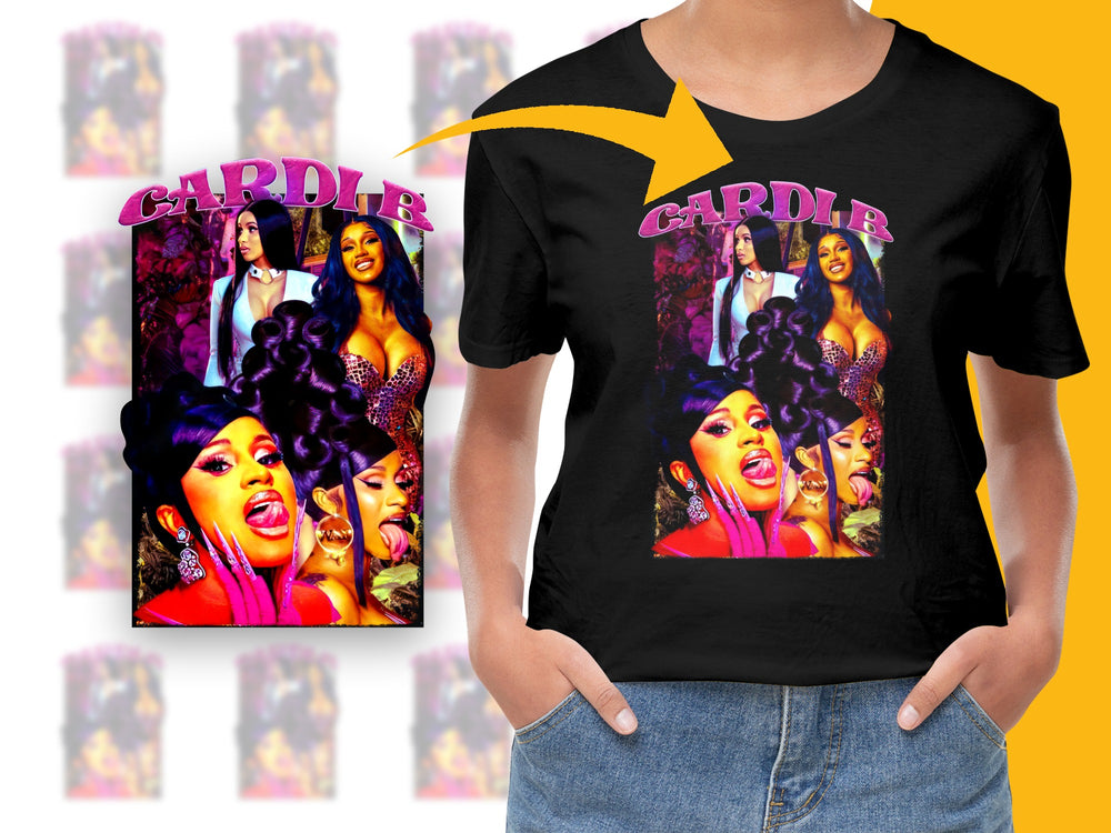 Cardi B Graphic T-Shirt, Hip Hop Music Artist Tee, Stylish Pop Star Women's Top, Colorful Celebrity Fashion Shirt