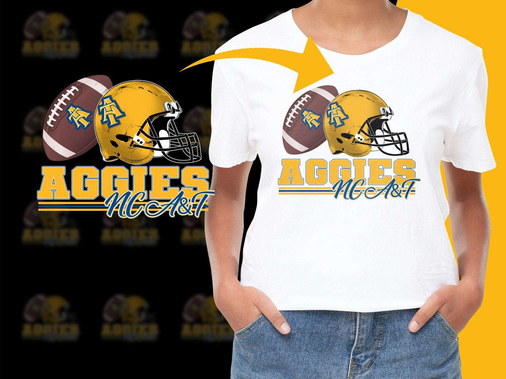 Aggies Football T-Shirt, Yellow Helmet Graphic Tee, Sports Fan Apparel, Unisex Casual Wear