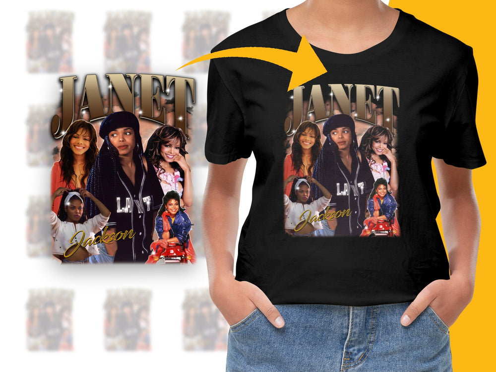 Janet Jackson Collage T-Shirt, Vintage Style Pop Music Tee, Unisex Graphic Shirt
