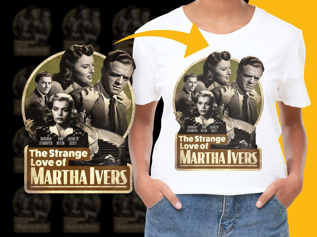 Vintage Movie Poster T-Shirt, Classic Film Graphic Tee, 'The Strange Love of Martha Ivers' Design, Retro Fashion Top