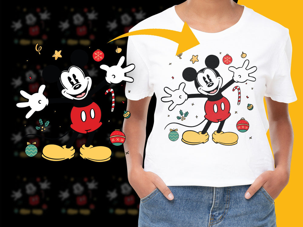 Mickey Mouse Holiday T-Shirt, Festive Christmas Graphic Tee, Casual Disney Apparel for All Ages