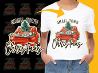 Load image into Gallery viewer, Small Town Christmas T-Shirt, Vintage Truck Holiday Tee, Festive Winter Apparel for Men and Women
