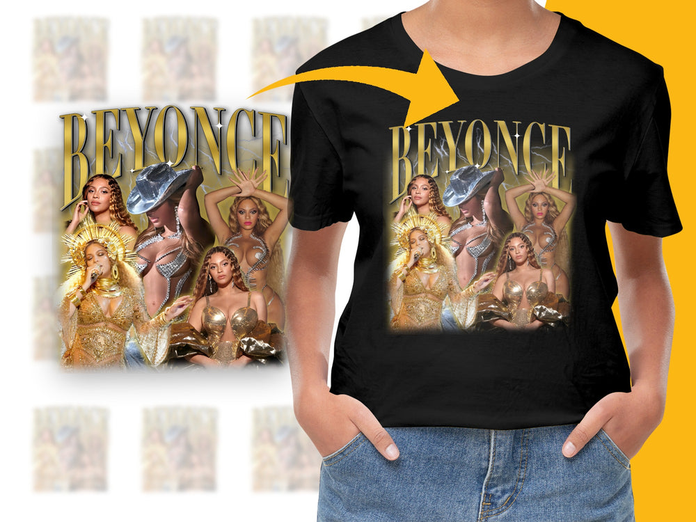 Beyonce Graphic T-Shirt, Pop Icon Music Inspired Tee, Gold Glam Fashion Top, Stylish Music Lover Gift