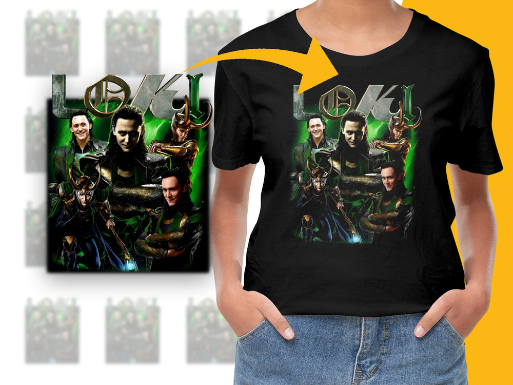 Loki Themed T-Shirt, Marvel Superhero Graphic Tee, Unisex Black Cotton Shirt, Multi-Character Design, Fan Merchandise