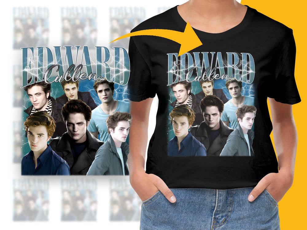 Edward Cullen Graphic T-Shirt, Twilight Saga Movie Fan Merch, Vampire Theme Casual Tee, Unisex Fashion Top