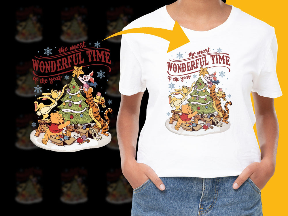 Wonderful Time Christmas T-Shirt, Vintage Cartoon Holiday Tee, Cozy Winter Apparel, Family Festive Wear