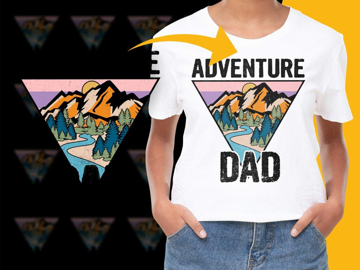 Adventure Dad T-Shirt, Retro Mountains Graphic Tee, Men's Outdoor Hiking Shirt, Vintage Style Father's Day Gift