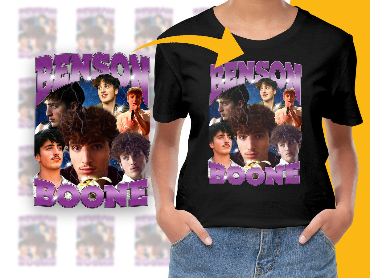 Benson Boone Graphic T-Shirt, Vintage Style Pop Art, Retro Music Fan Tee, Colorful Portrait Design, Unisex Fashion Top