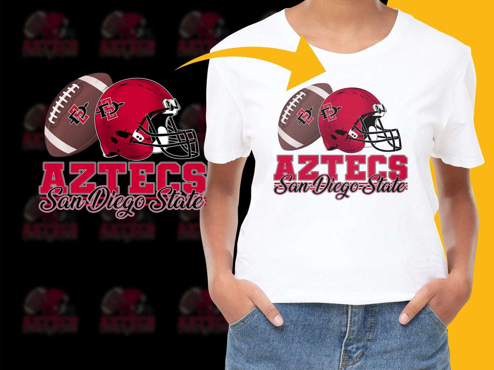 San Diego State Aztecs Football Graphic T-Shirt, Red Helmet Design, College Sports Apparel