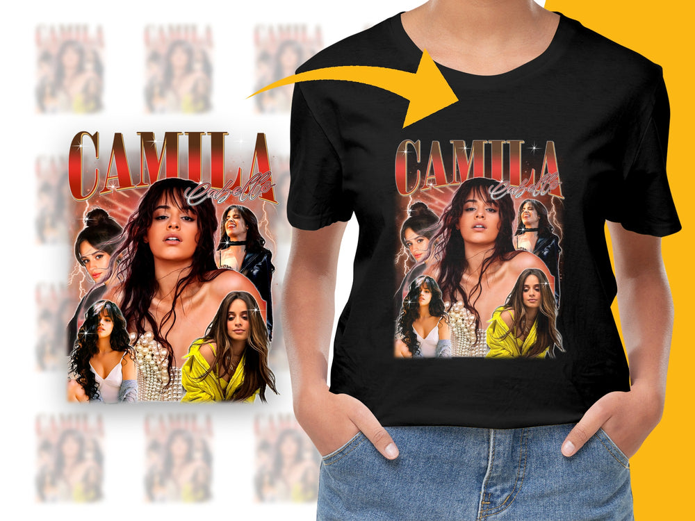 Camila Fan T-Shirt, Music Pop Star Graphic Tee, Colorful Printed Merchandise, Casual Streetwear Style