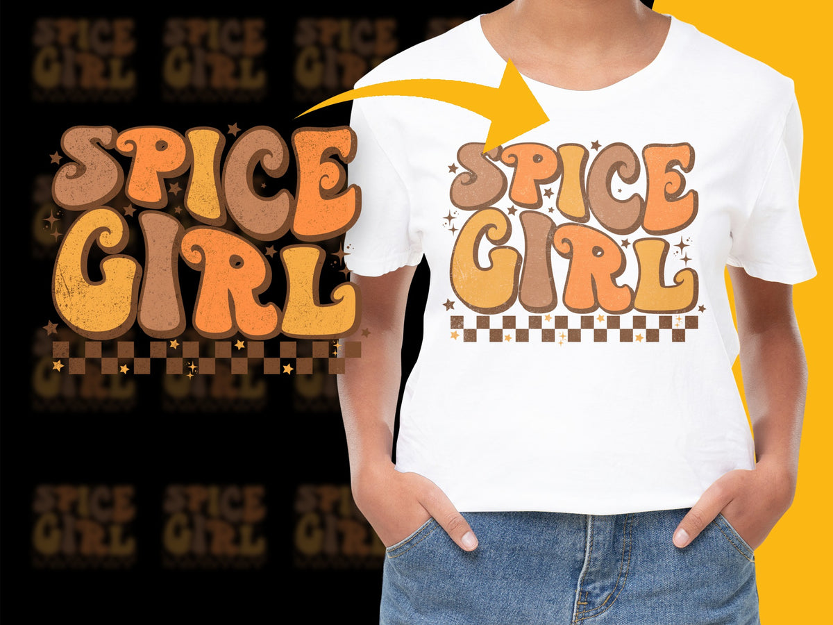 Spice Girl T-Shirt, Retro Graphic Tee, Vintage 90s Inspired, Bold Orange Text, Pop Music Fan Apparel, Gift for Her