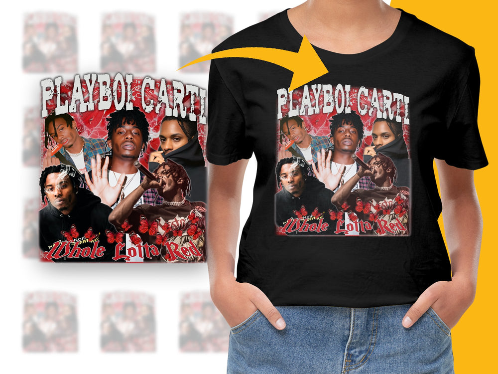 Playboi Carti Whole Lotta Red Album Cover T-Shirt, Hip Hop Tee, Music Fan Gift, Graphic Black Shirt for Men and Women