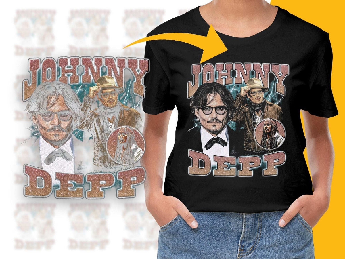Johnny Depp Fan T-Shirt, Vintage Actor Portrait Graphic Tee, Unique Hollywood Star Inspired Top