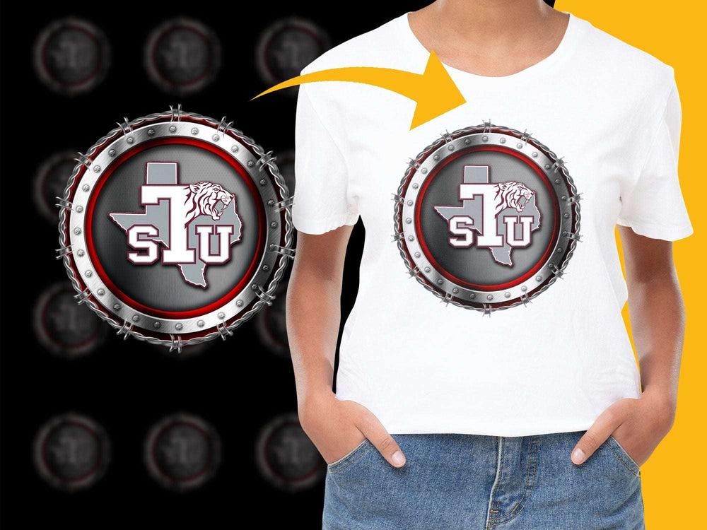 SLU Lion Logo T-Shirt, Black and White Graphic Tee, College Emblem Casual Wear, Unisex Fashion Shirt, Trendy School Spirit Apparel