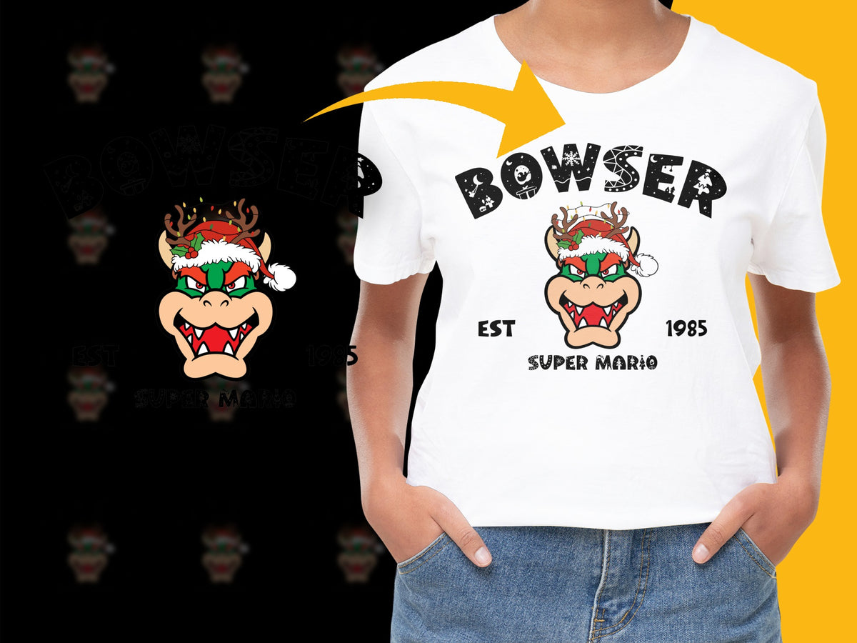 Super Mario Bowser Graphic T-Shirt, Vintage 1985 Style, Gaming Tee, Unisex Christmas Edition