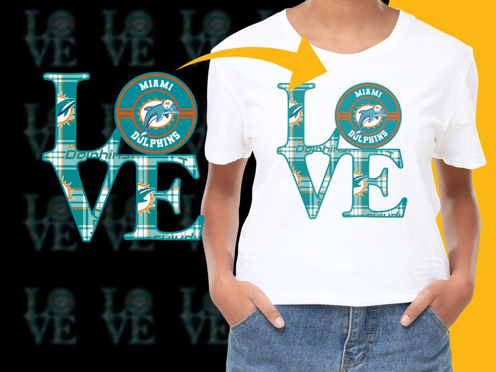 Miami Dolphins Love T-Shirt, Unisex Football Graphic Tee, Casual Sports Fan Apparel, Gift for Fans