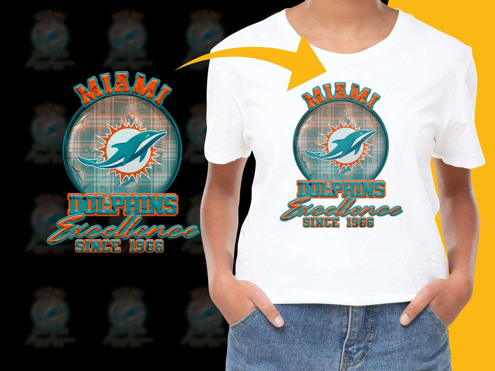 Miami Dolphins T-shirt, Excellence Since 1966, NFL Team Logo, Unisex White Tee