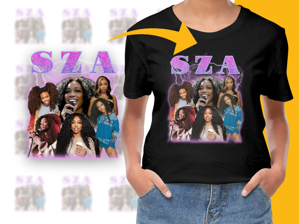 SZA Fan T-Shirt, Collage Graphic Tee, Women's Music Pop Culture Shirt, Trendy Artist Merchandise