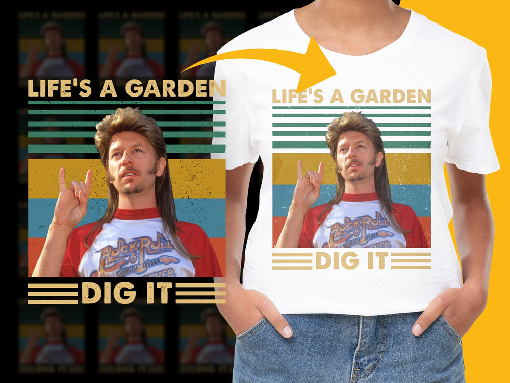 Retro 1980s Style Graphic T-Shirt, Life's a Garden Dig It Tee, Vintage Look Casual Top for Music Fans