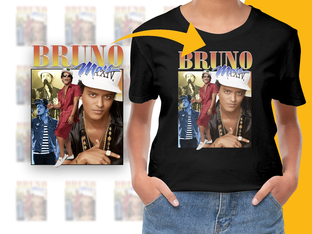Vintage Bruno Mars T-Shirt, 90s Hip Hop Style Graphic Tee, Unisex Music Fan Apparel