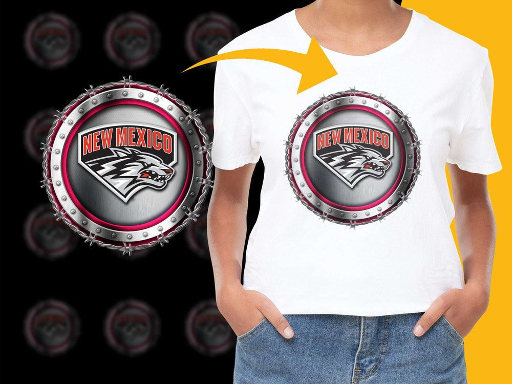 New Mexico Eagle Graphic T-Shirt, Bold Unisex Casual Wear, American State Pride Tee, Vintage Style, Black and Red