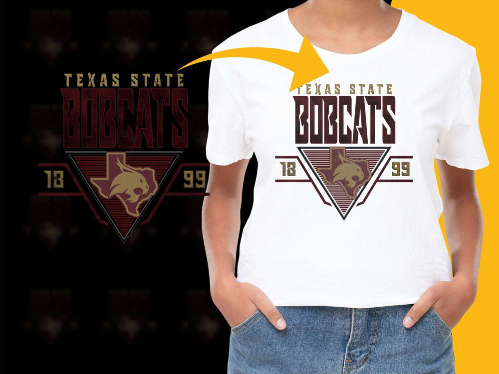 Texas State Bobcats T-Shirt, College Sports Apparel, Maroon and White, Unisex Graphic Tee, Fan Gift Idea
