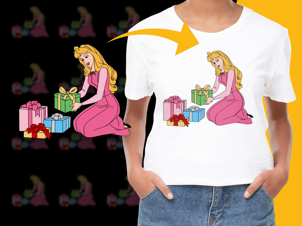 Princess Birthday Graphic T-Shirt, Cute Cartoon Style Girl, Festive Gift Design, Kids Casual Wear White Tee