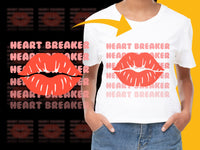 Load image into Gallery viewer, Women&#39;s Heart Breaker Graphic Tee, Bold Red Lips Print, Trendy Casual Summer T-Shirt Design
