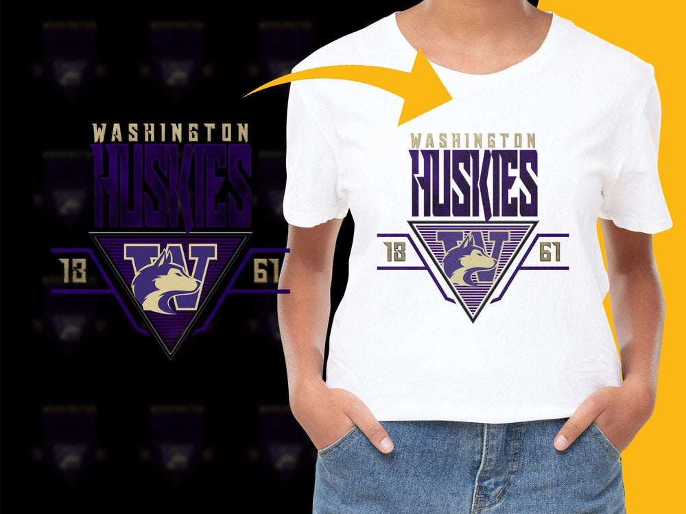 Washington Huskies T-Shirt, Vintage College Football Tee, Purple and Gold Logo, Unisex Fit