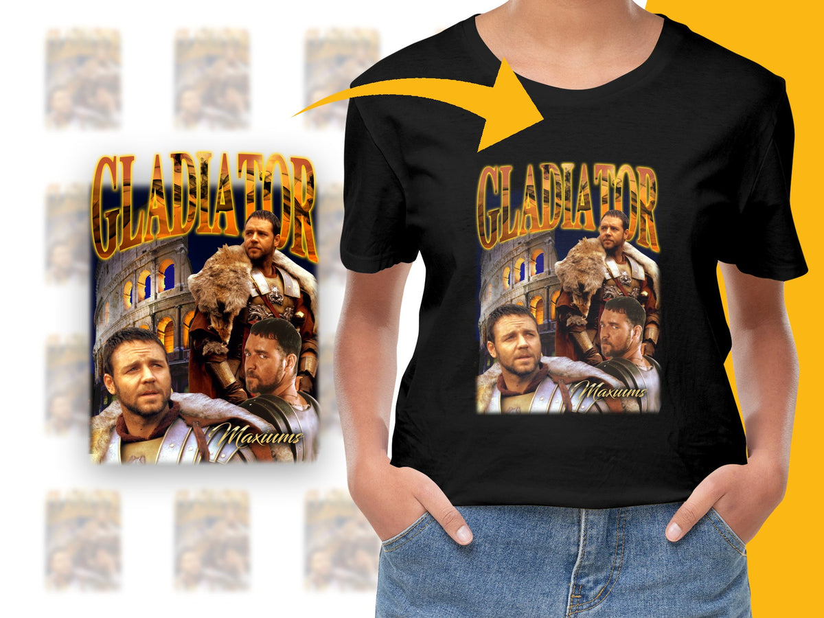 Gladiator Movie Graphic T-Shirt, Russell Crowe, Colosseum Print, Film Memorabilia, Unisex Tee