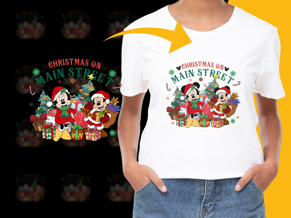 Disney Christmas T-Shirt, Mickey and Minnie Holiday Graphic Tee, Festive Family Casual Wear, Unisex Kids and Adult Sizes Available