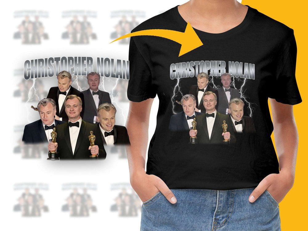 Christopher Nolan Tribute T-Shirt, Oscar Wins, Film Director Graphic Tee, Movie Buff Gift, Unisex Black T-Shirt