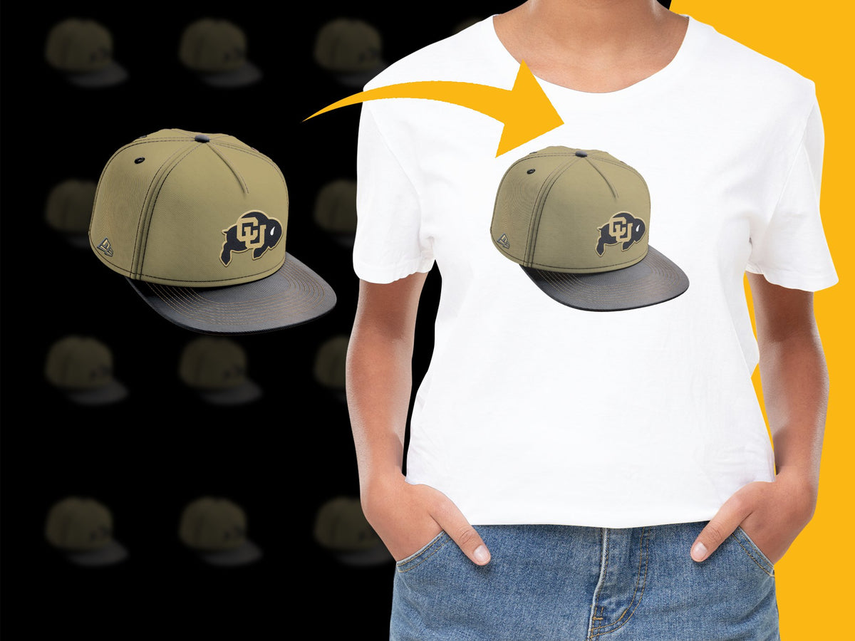 CU Buffaloes Logo T-Shirt and Matching Cap Set, College Fan Gear, Unisex Outfit