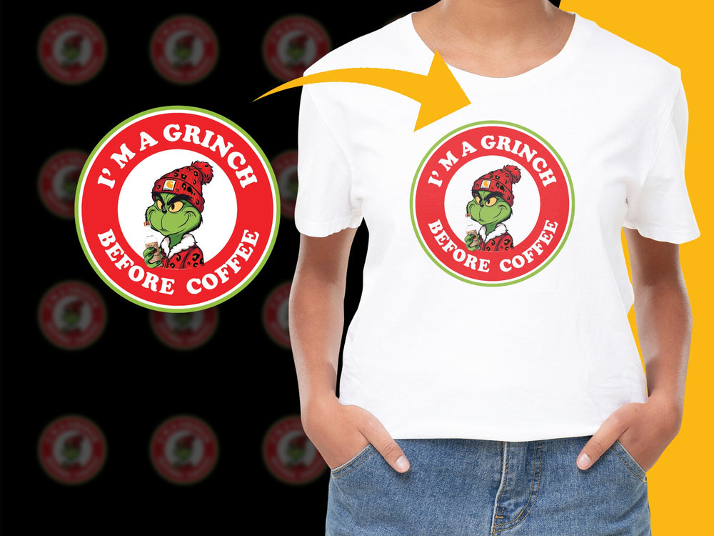 Grinch Before Coffee T-Shirt, Funny Christmas Holiday Tee, Humorous Graphic Shirt for Men and Women