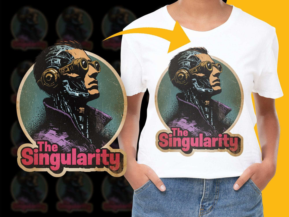 Retro Futuristic Robot Singularity Graphic T-Shirt, Vintage Sci-Fi Tee, Unique Cyberpunk Clothing, Geek Gift Idea