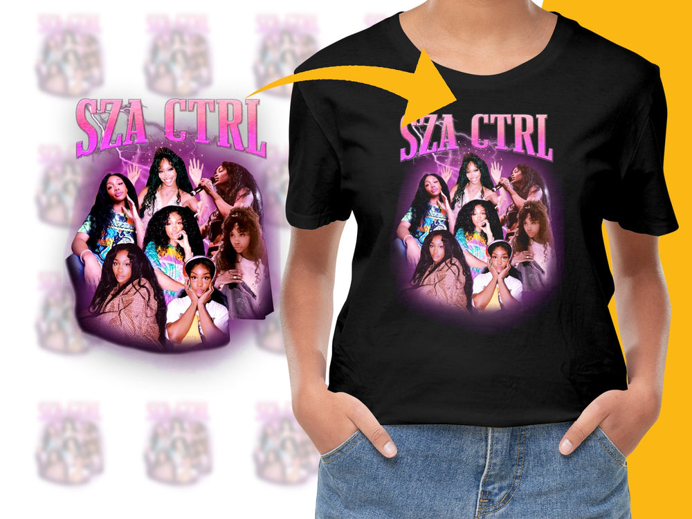 Women's Graphic T-Shirt, Multiple Images Design, Vibrant Pink and Purple, Casual Streetwear, Trendy Pop Style Tee
