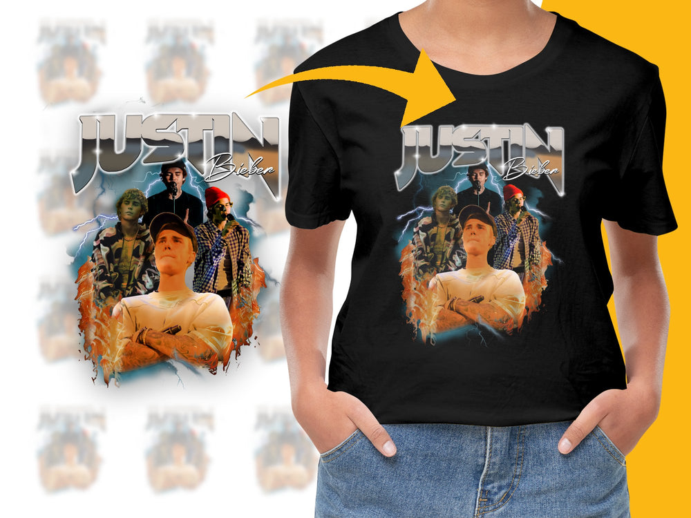 Justin Bieber Graphic T-Shirt, Vintage Style Pop Star Fan Merch, Unisex Cotton Tee