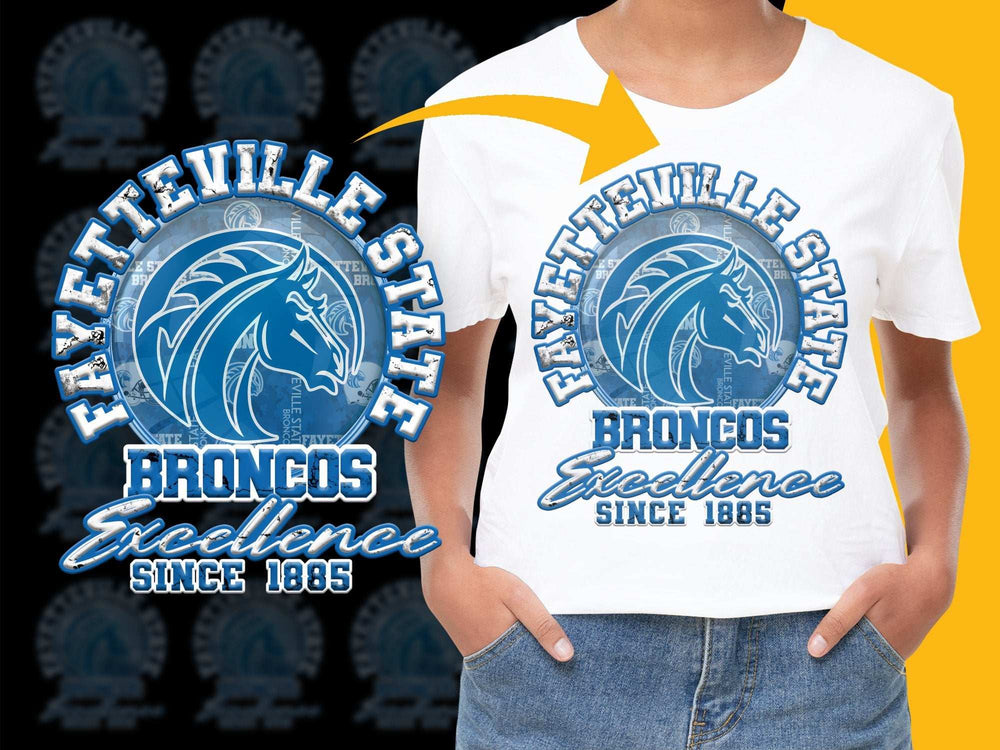 Fayetteville State Broncos T-Shirt, Excellence Since 1885, University Apparel, College Fan Gear, White Graphic Tee