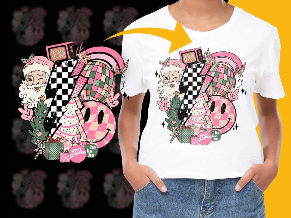 Christmas Santa Graphic T-Shirt, Festive Holiday Tee, Cute Santa Claus Print, Unisex Kids and Adult Sizes