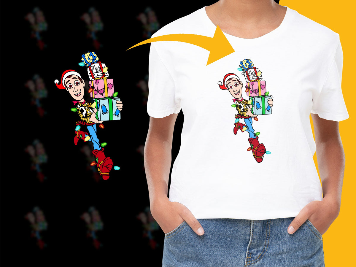 Festive Christmas Elf T-Shirt, Colorful Holiday Presents Design, Unisex Kids and Adults Apparel
