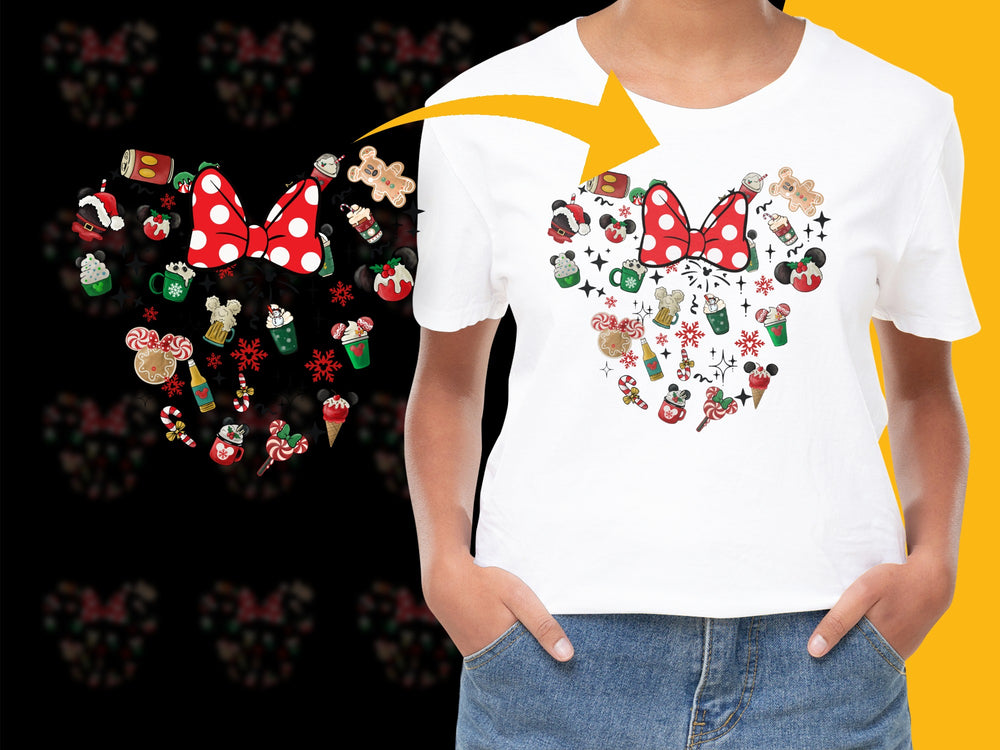 Festive Holiday T-Shirt with Colorful Christmas Graphics, Women's Casual Tee, Gift Idea