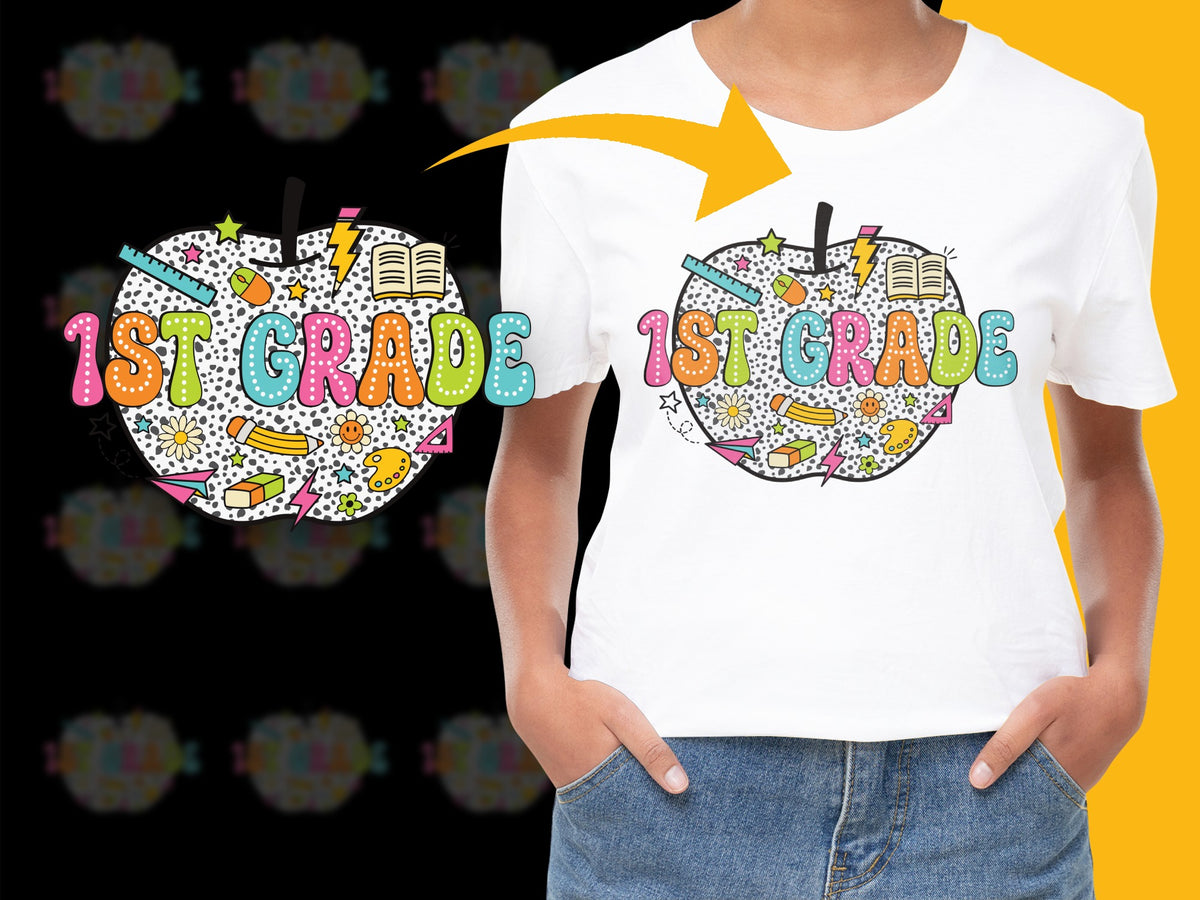 Colorful 1st Grade Teacher Shirt, Back to School Outfit, Elementary Teaching Tee, Fun Kids Graphic T-Shirt, Casual Educator Apparel