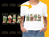 Load image into Gallery viewer, Kids Holiday T-Shirt Cute Christmas Coffee Cups Graphic Tee Festive Winter Apparel for Children
