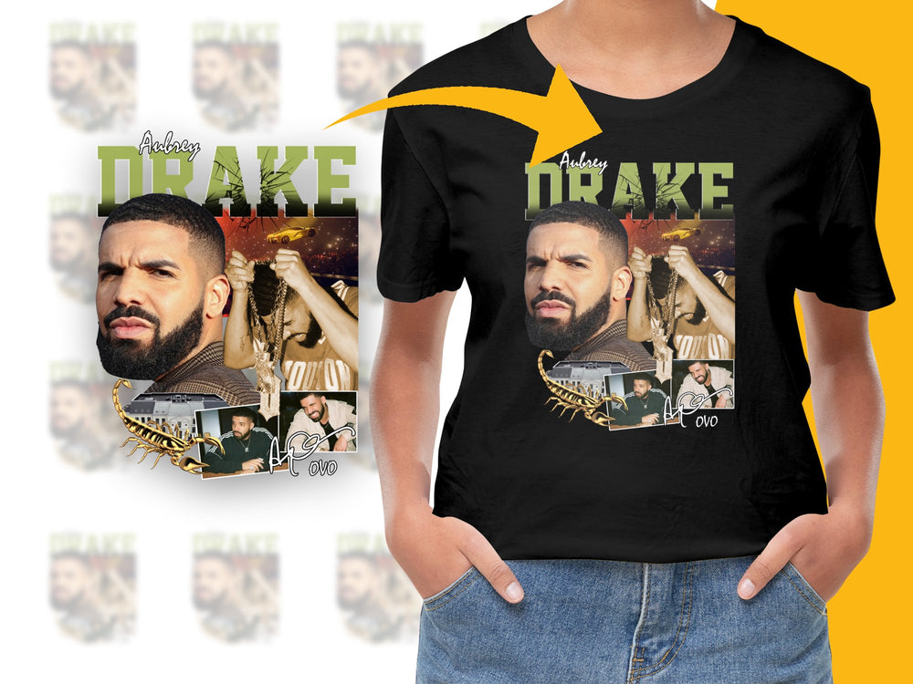 Aubrey Drake Graphic T-Shirt, Hip Hop Artist Black Tee, Fan Merchandise, Music Theme Crew Neck Shirt