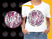Load image into Gallery viewer, Women&#39;s Inspirational Fight T-Shirt, Breast Cancer Awareness, Pink Leopard Print, Support Tee

