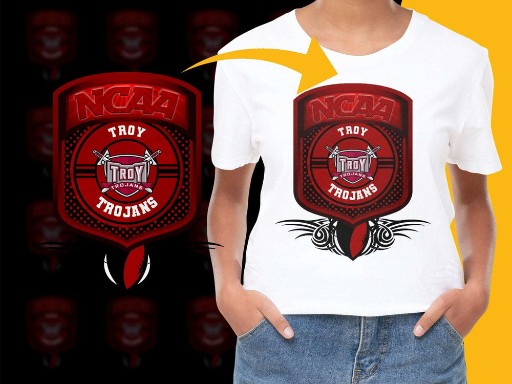 NCAA Troy Trojans T-Shirt Vintage College Sports Tee Red Graphic Unisex Casual Wear