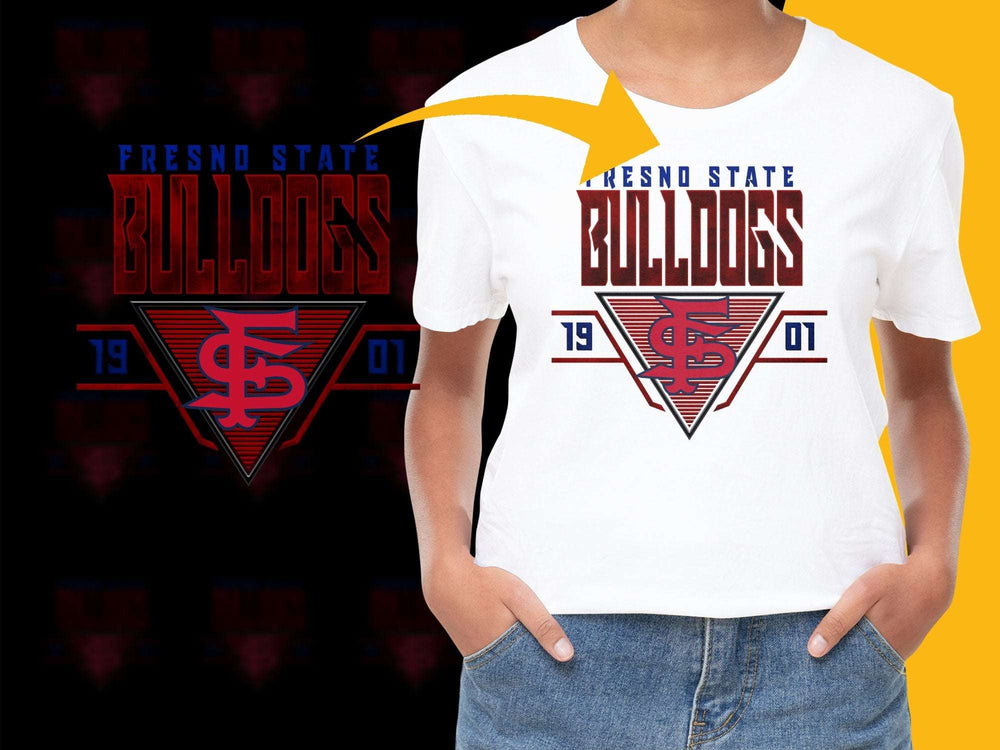 Fresno State Bulldogs Graphic T-Shirt, College Sports Fan Apparel, Vintage Inspired Design, Red and White Tee