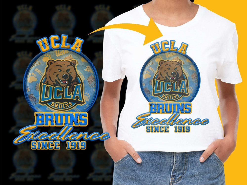 UCLA Bruins Excellence Graphic T-Shirt, Kids White Tee, Vintage College Bear Design, Casual Wear