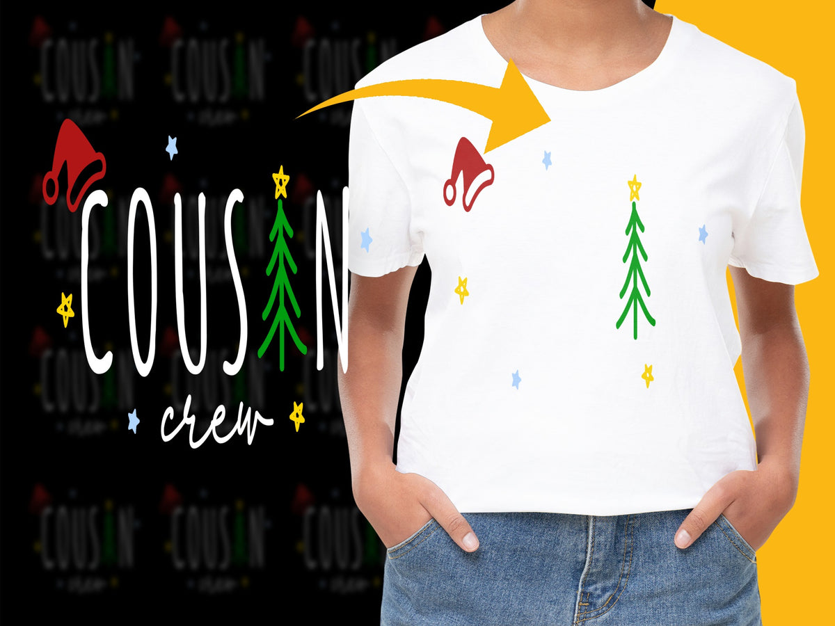 Cousin Crew Christmas T-Shirt, Family Holiday Tee, Festive Graphic Shirt, Unisex Adult and Kids Sizes